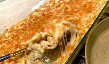 طريقة عمل صينية مكرونة بشاميل بالجمبري زي المطاعم في المنزل